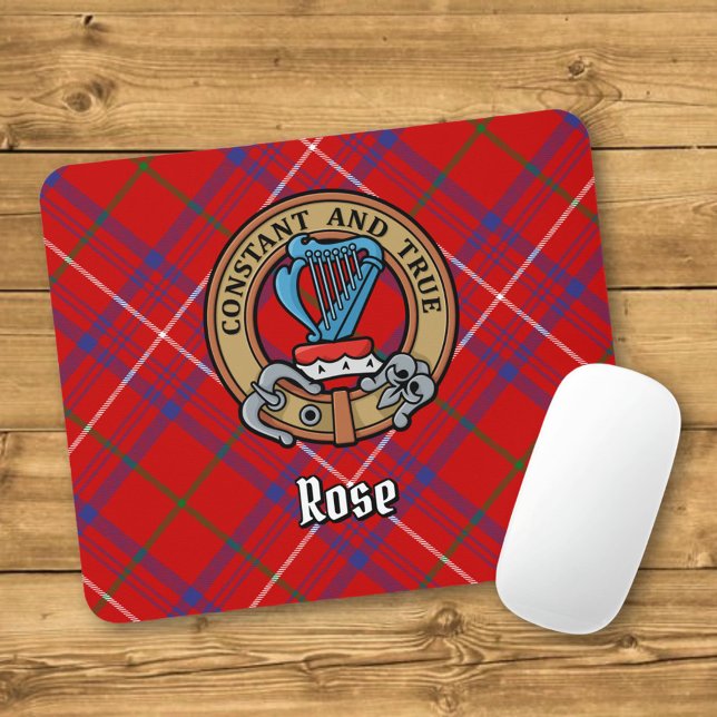 Tapis De Souris Cimier Rose de clan sur Tartan (Créateur téléchargé)