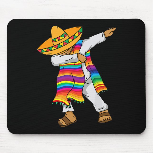 Tapis De Souris Cinco De Mayo Dabbing Mexicaine Poncho Enfants (Devant)