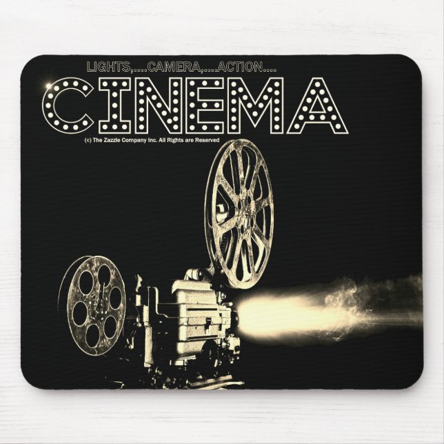Tapis De Souris CINÉMA : Caméra de cinéma Mousepad (Devant)