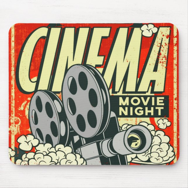 Tapis De Souris CINÉMA : Soirée cinéma Rétro Mousepad (Devant)