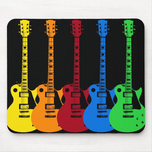 Tapis De Souris Cinq guitares électriques colorées  (Devant)