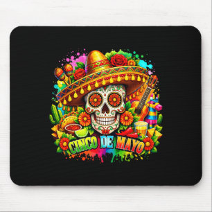 Tapis De Souris Cinq mai fête chapeaux mexicains crâne en sucre
