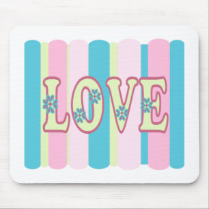 Tapis De Souris Citation d'amour mignonne Pastel rose jaune bleu D