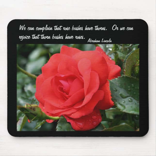 Tapis De Souris Citation d'attitude inspirationnelle Red Rose (Devant)