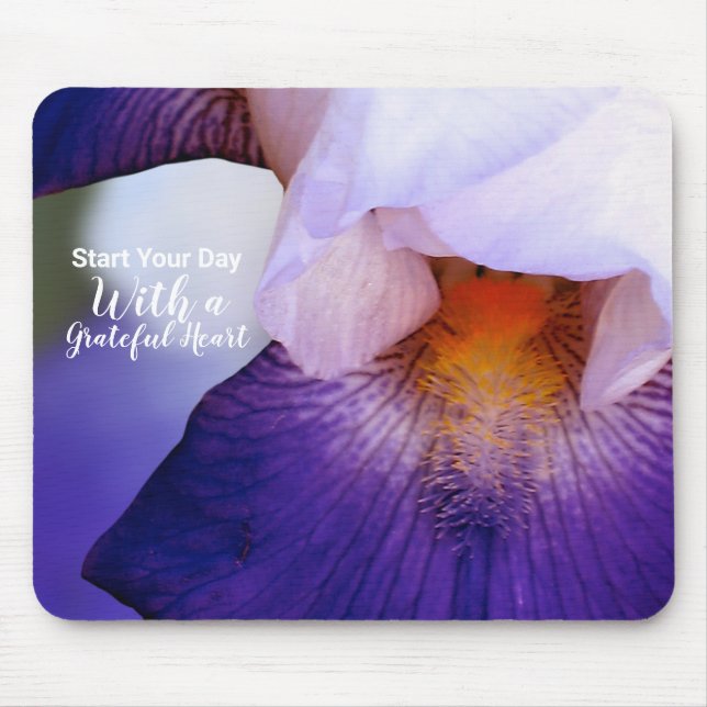 Tapis De Souris Citation de coeur gracieux Iris Purple (Devant)