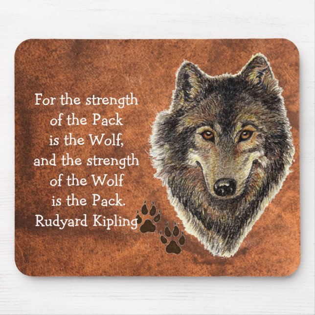 Tapis De Souris Citation de famille de la piste de loup d'aquarell (Devant)