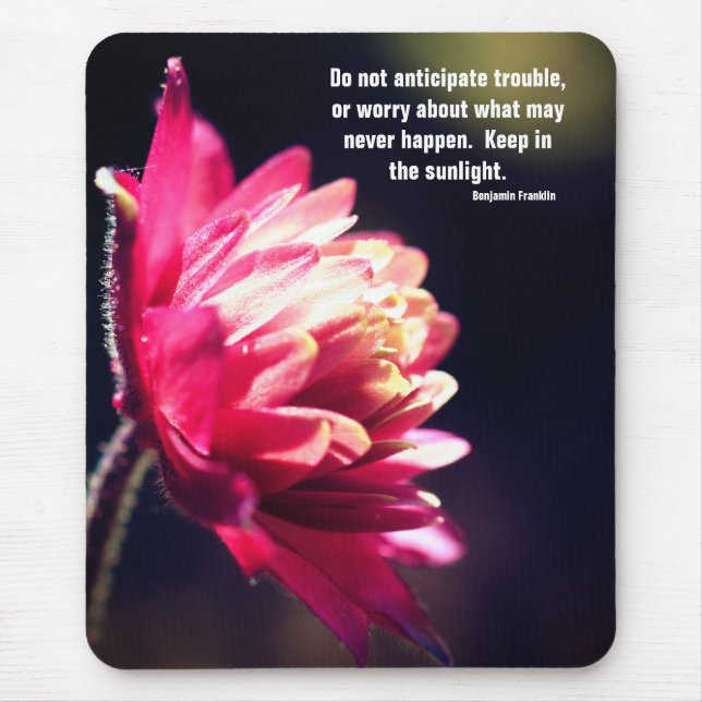 Tapis De Souris Citation de l'attitude des fleurs rouges Inspirati (Devant)