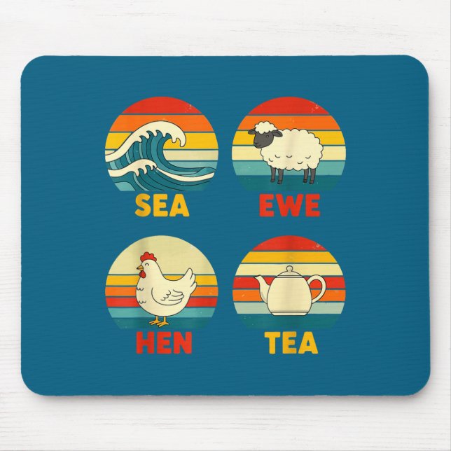 Tapis De Souris Citation de Poule de Mer Coucher de Soleil Brebis  (Devant)