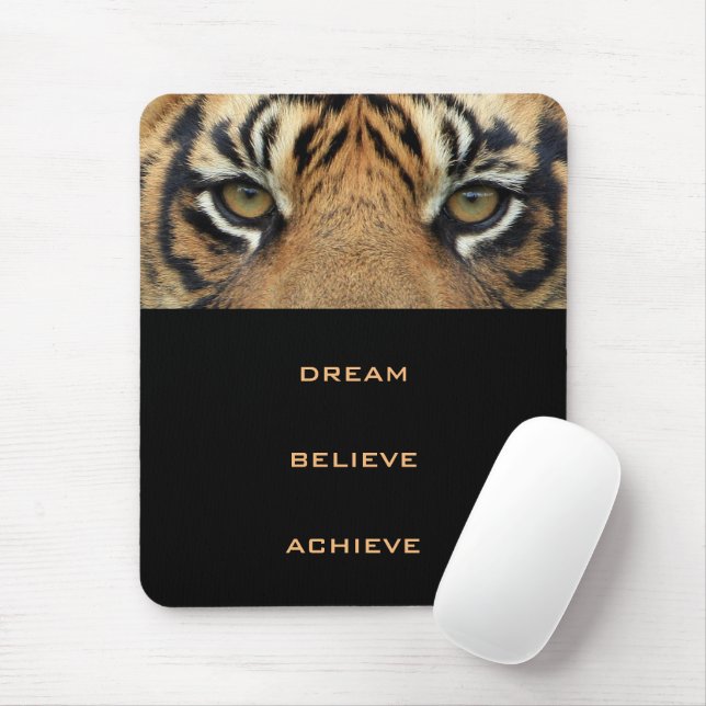 Tapis De Souris Citation de succès Tiger yeux animal moderne verti (Avec souris)