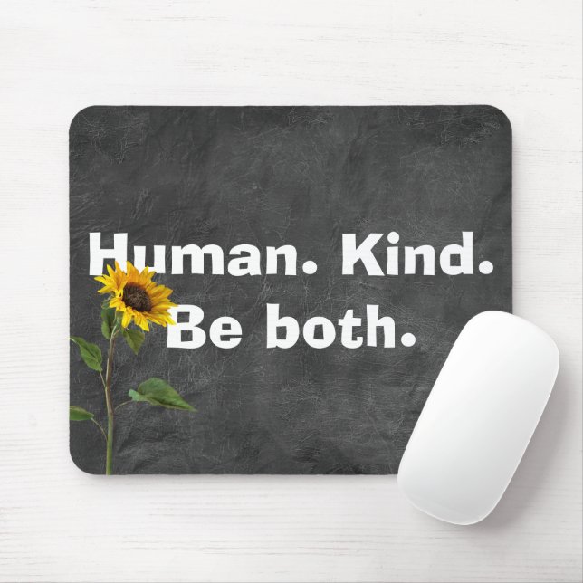 Tapis De Souris Citation du genre humain avec tournesol en cuir (Avec souris)