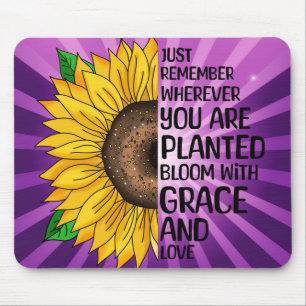 Tapis De Souris Citation et tournesol tiré à la main