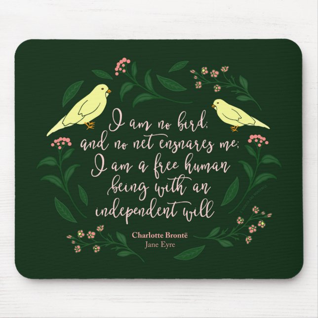 Tapis De Souris Citation florale verte Jane Eyre Charlotte Bronte (Devant)