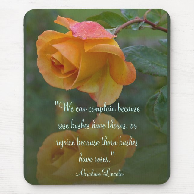 Tapis De Souris Citation inspirée de Lincoln de roses (Devant)