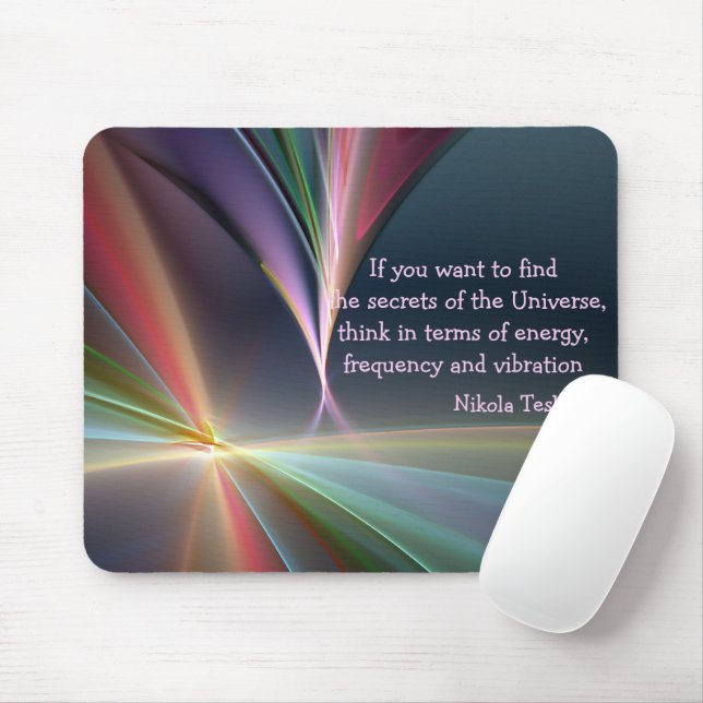 Tapis De Souris Citation métaphysique de Tesla Secret de l'Univers (Avec souris)