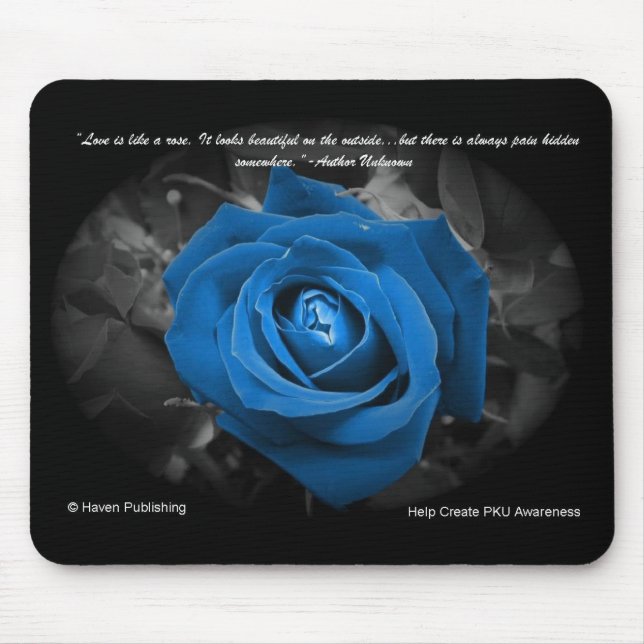 Tapis De Souris Citation Mousepad de rose de bleu (Devant)