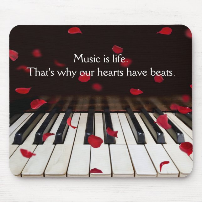 Tapis De Souris Citation musicale sur le clavier de piano (Devant)