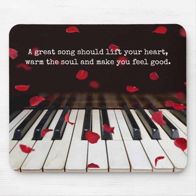 Tapis De Souris Citation musicale sur les clés de piano (Devant)