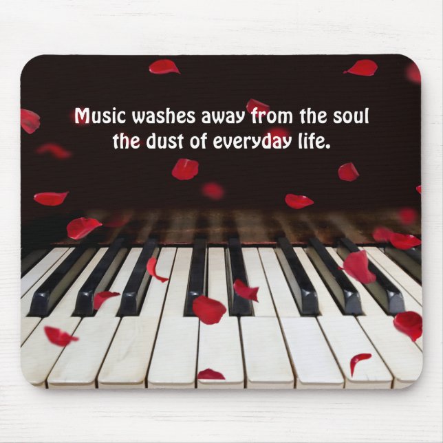 Tapis De Souris Citation musicale sur les touches de piano (Devant)