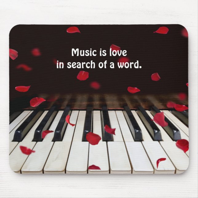 Tapis De Souris Citation musicale sur les touches de piano (Devant)