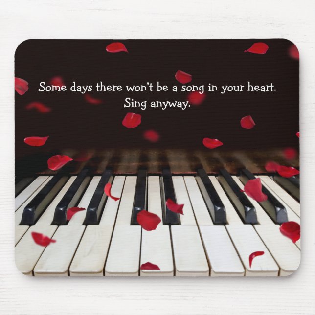 Tapis De Souris Citation musicale sur les touches de piano (Devant)