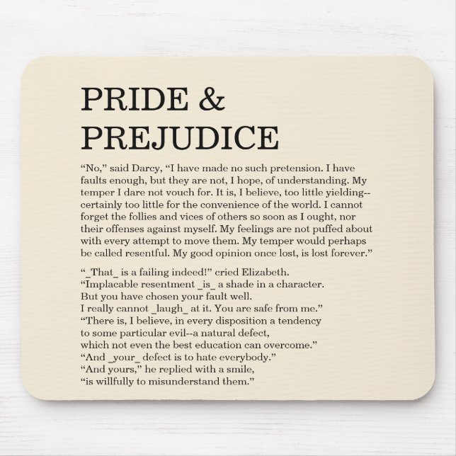 Tapis De Souris Citation personnalisable Jane Austen de livre (Devant)