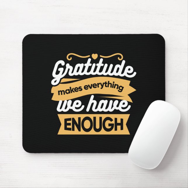Tapis De Souris Citations de la typographie de la Gratitude inspir (Avec souris)