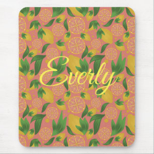 Tapis De Souris Citron Rose Aquarelle Fruit Personnalisé 