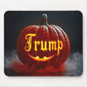 Tapis De Souris Citrouille de Halloween Trump dans la brume