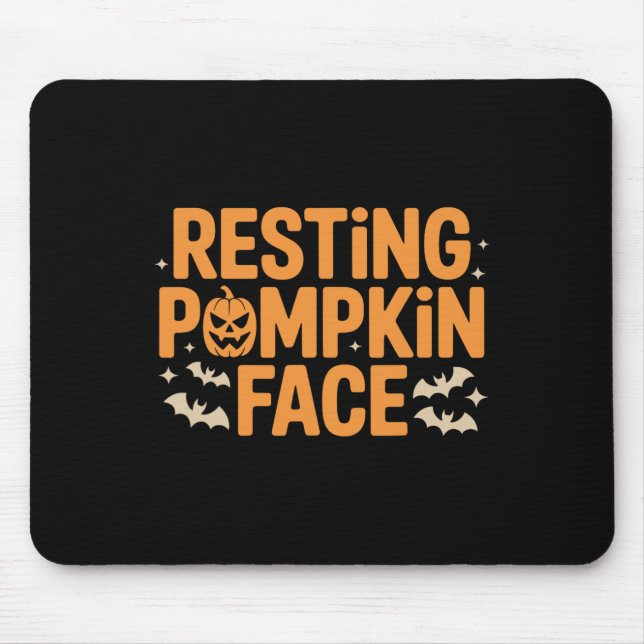 Tapis De Souris Citrouille de repos Face Bold T Halloween Tee (Devant)