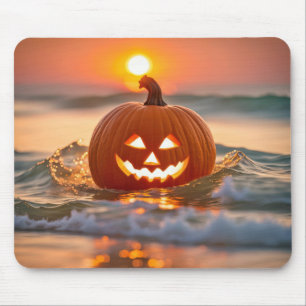 Tapis De Souris Citrouille d'Halloween dans l'océan