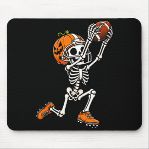 Tapis De Souris Citrouille d'Halloween squelette de football 