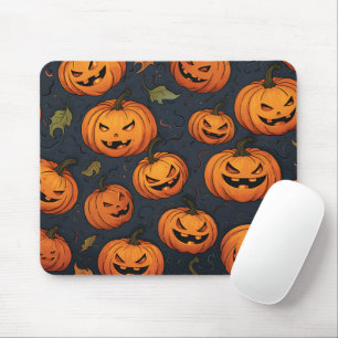 Tapis De Souris Citrouille effrayant face Orange Éffrayant Hallowe