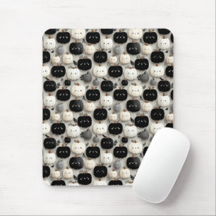 Tapis De Souris Citrouille noir et blanc mignon Motif automne