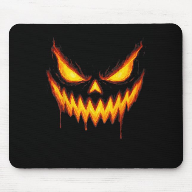 Tapis De Souris Citrouille sculptée visage de Jack O Lantern Hallo (Devant)