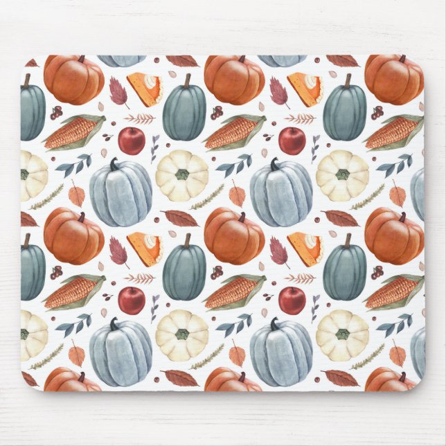 Tapis De Souris Citrouilles d'automne et feuilles d'automne Motif (Devant)