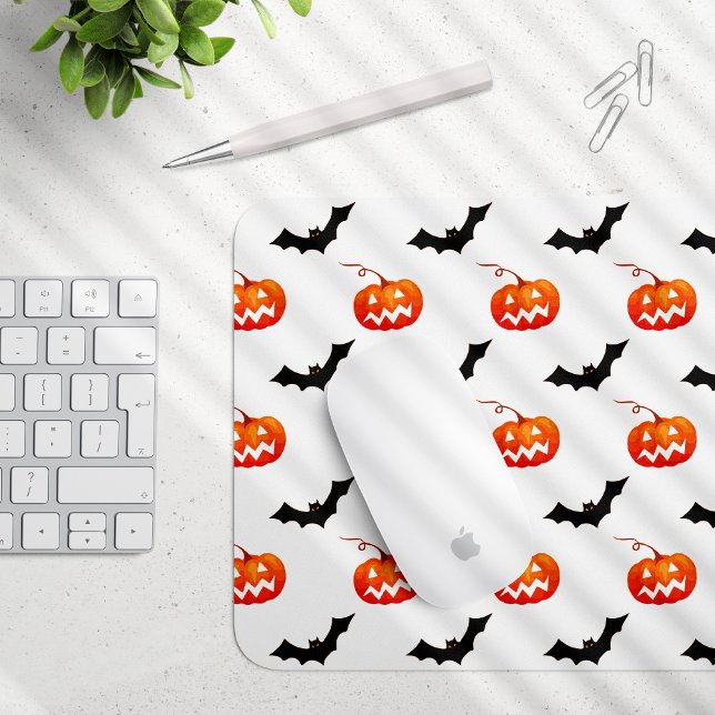 Tapis De Souris Citrouilles et chauves-souris d'Halloween, Trou ou (Créateur téléchargé)