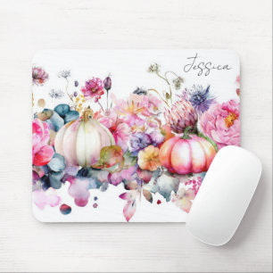 Tapis De Souris Citrouilles et fleurs d'automne