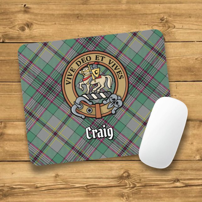 Tapis De Souris Clan Craig Crest sur Tartan (Créateur téléchargé)