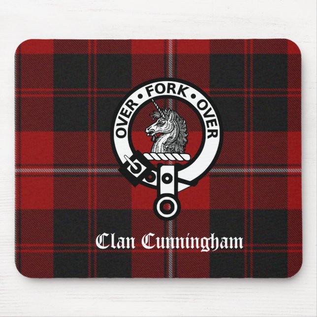 Tapis De Souris Clan Cunningham Badge & Tartan (Devant)