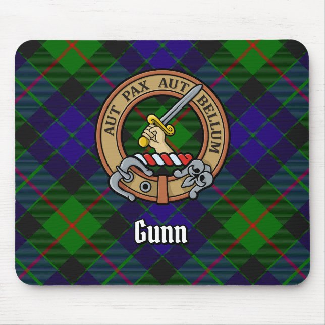 Tapis De Souris Clan Gunn Crest sur Tartan (Devant)
