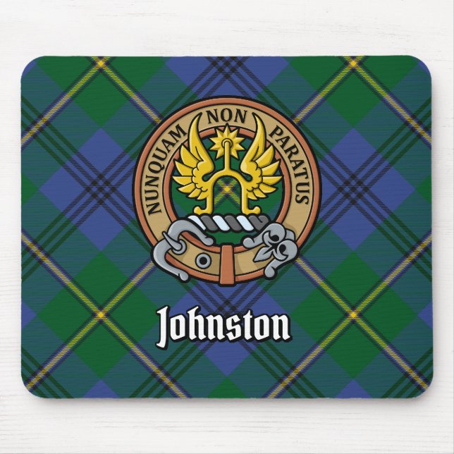 Tapis De Souris Clan Johnston Crest sur Tartan (Devant)