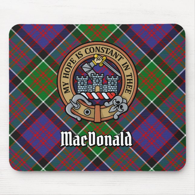 Tapis De Souris Clan MacDonald de Clanranald Crest sur Tartan (Devant)