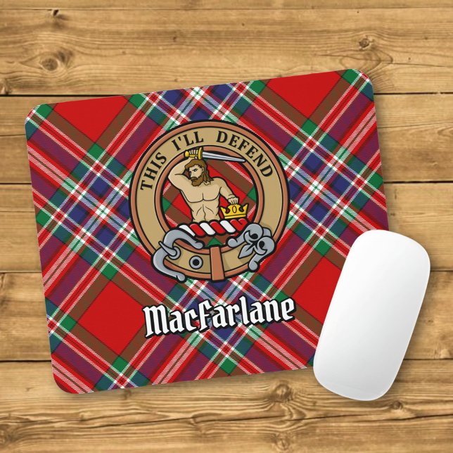 Tapis De Souris Clan MacFarlane Crest sur Red Tartan (Créateur téléchargé)