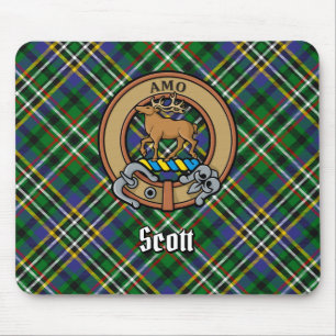 Tapis De Souris Clan Scott Crest sur Green Tartan