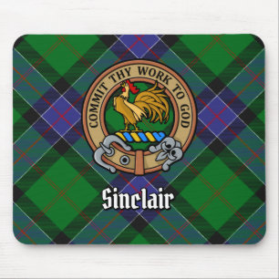 Tapis De Souris Clan Sinclair Crest sur la chasse Tartan
