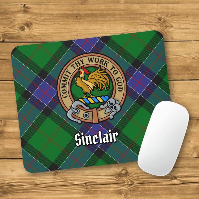 Tapis De Souris Clan Sinclair Crest sur la chasse Tartan (Créateur téléchargé)
