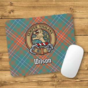 Tapis De Souris Clan Wilson Crest au-dessus de Tartan antique