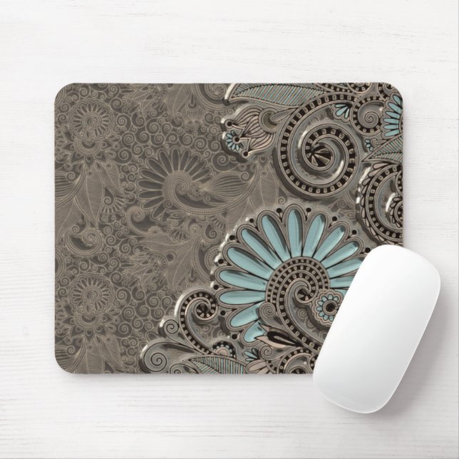 Tapis De Souris Classé Chic Joli Damask Paisley Motif Floral (Avec souris)