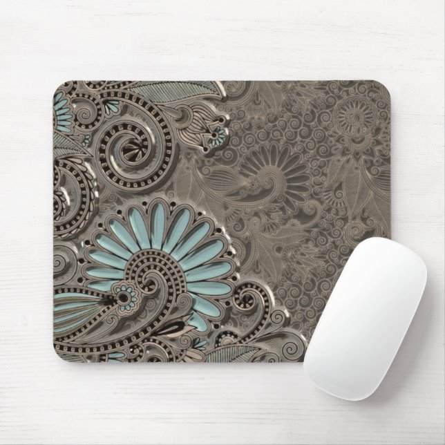 Tapis De Souris Classé Chic Joli Damask Paisley Motif Floral M (Avec souris)