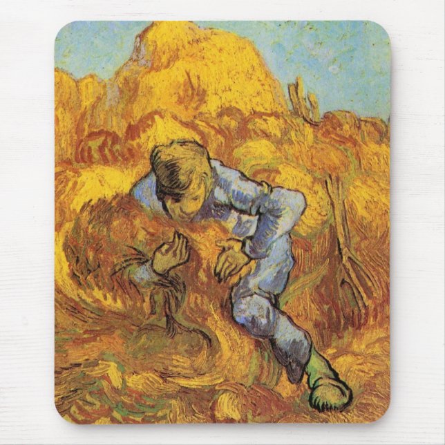 Tapis De Souris Classeur Sheaf (après Millet) par Vincent van Gogh (Devant)